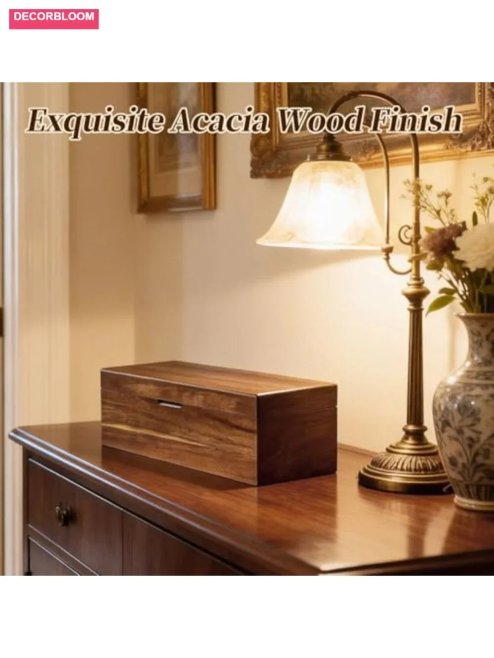 Acacia Wood Tea Bag Organizer with Compartments, Multi-Slot Tea Storage Box for